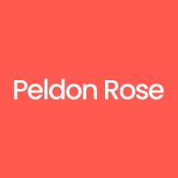 Peldon Rose logo. White text on a bright coral background, reading "Peldon Rose."